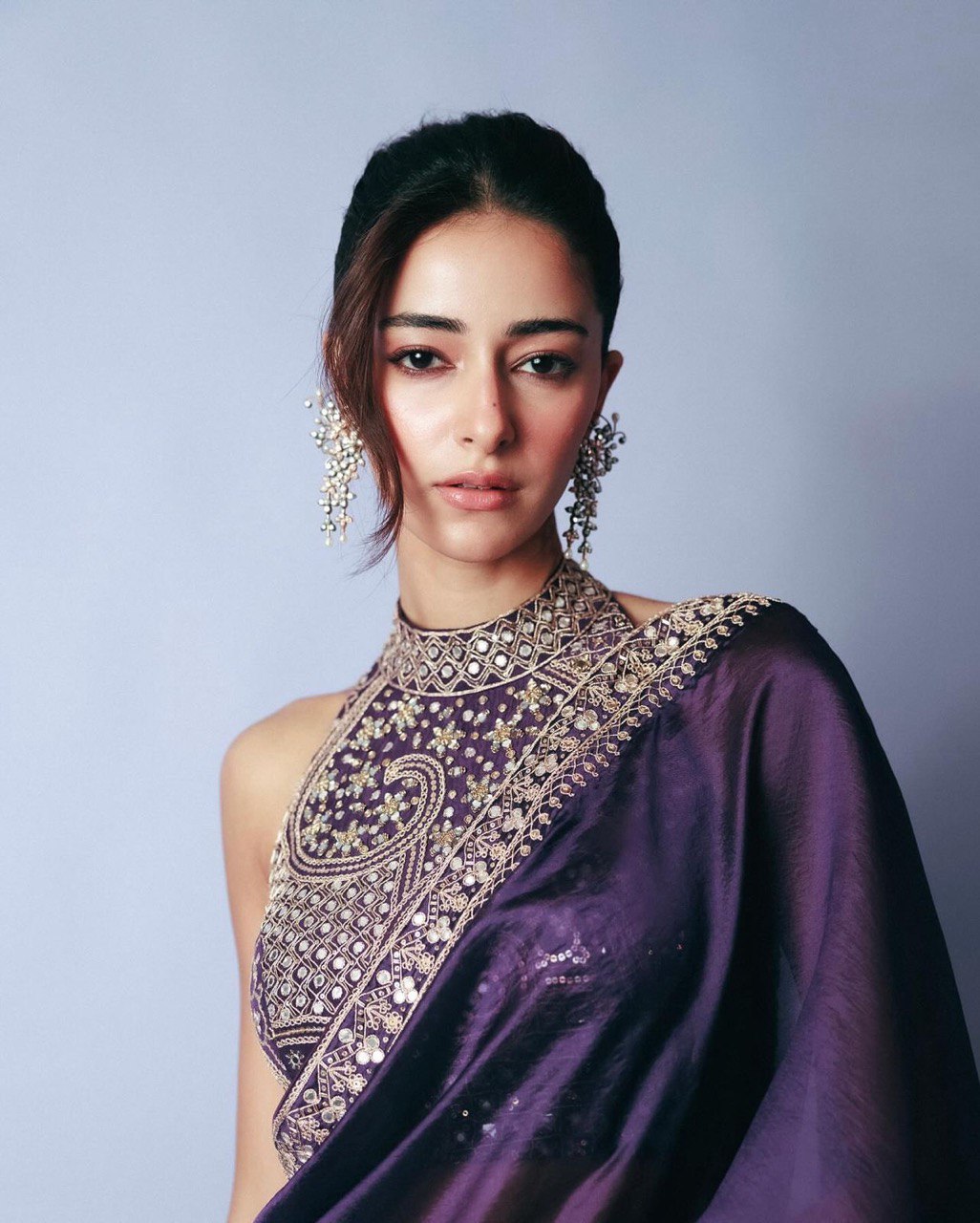 Celebrity Style Silk Purple Color Saree