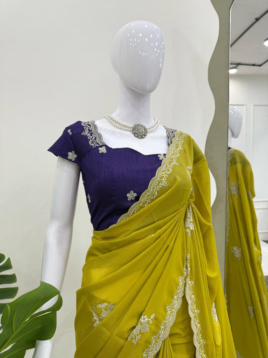 Decent Benglori Silk Mustard Color Saree