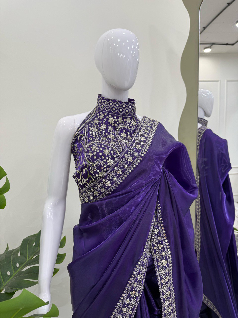 Celebrity Style Silk Purple Color Saree