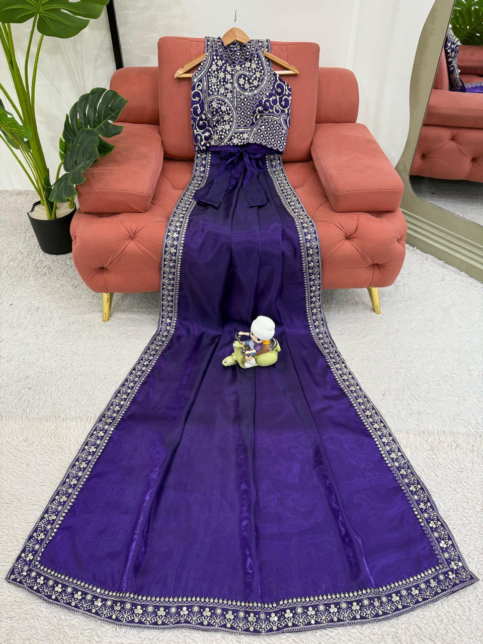 Celebrity Style Silk Purple Color Saree