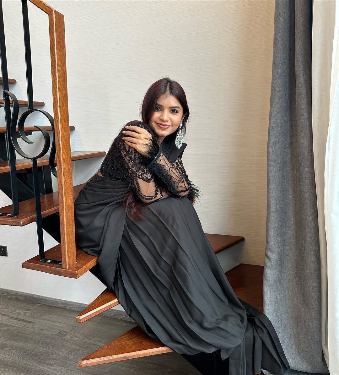 Wedding & Party Wear Black Color Lehenga Saree