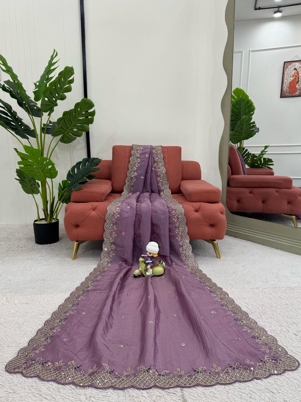 Occasion Wear Lavender Color Sequence Work Saree