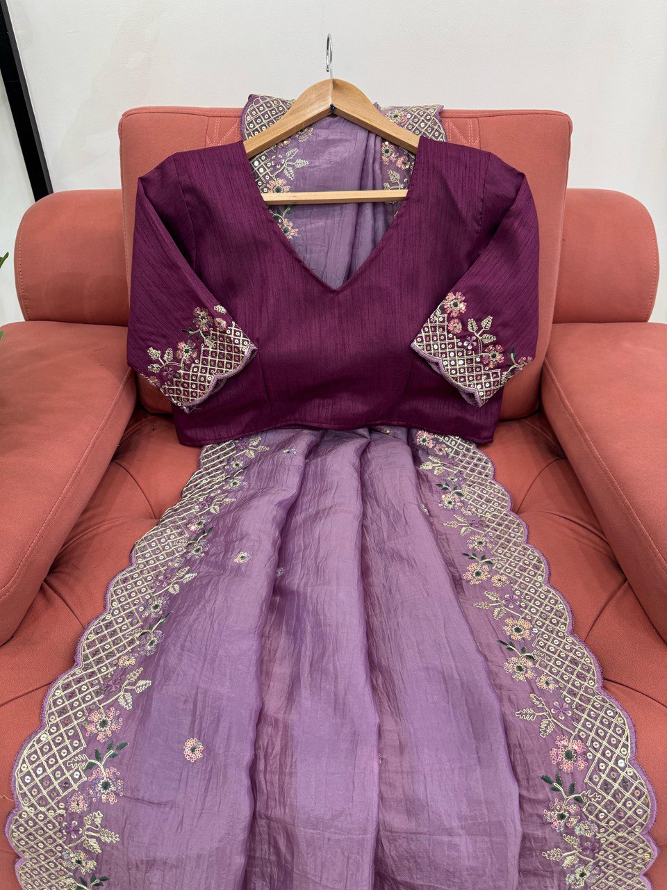 Occasion Wear Lavender Color Sequence Work Saree