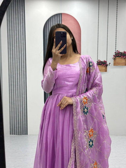Imposing Heavy Lavender Color Gown