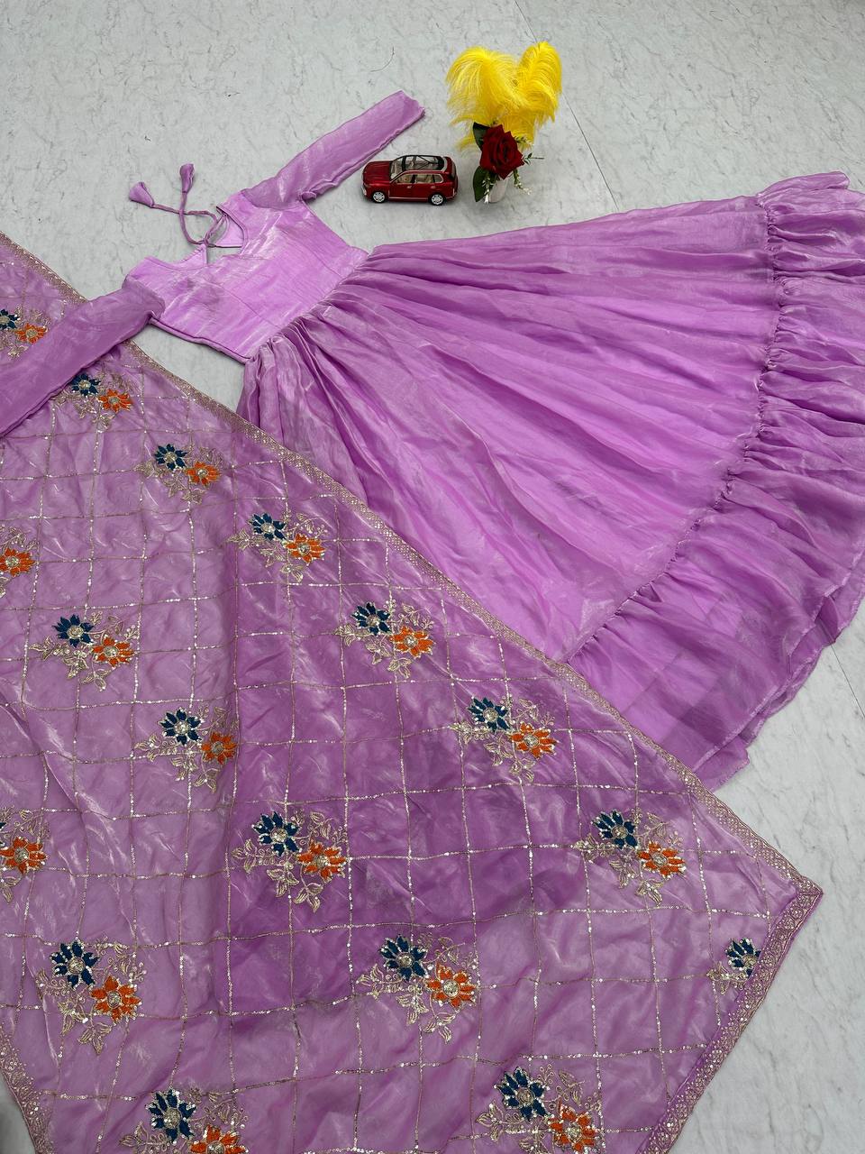 Imposing Heavy Lavender Color Gown