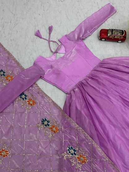 Imposing Heavy Lavender Color Gown
