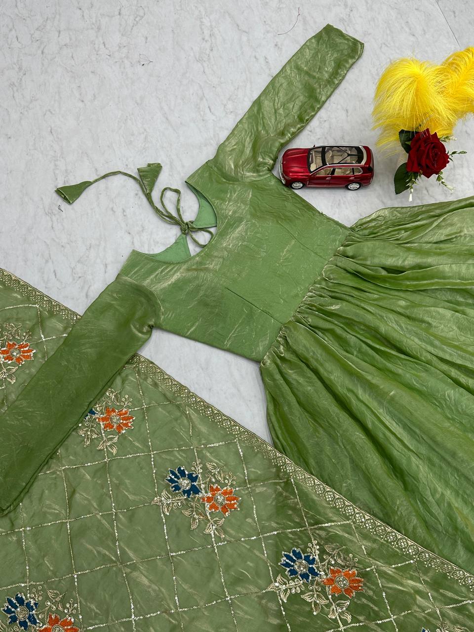 Imposing Heavy Green Color Gown