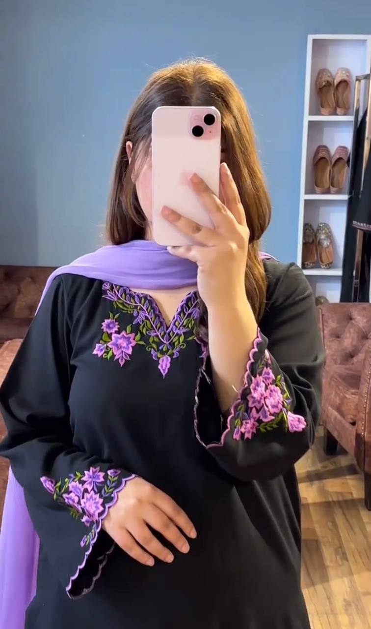 Adorable Riyon Silk Black Color Palazzo Suit