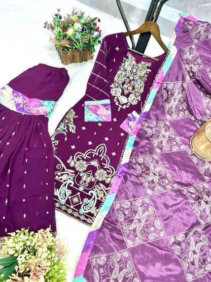 Presenting Georgette Purple Color Sharara Suit