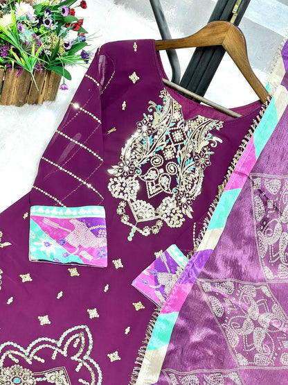 Presenting Georgette Purple Color Sharara Suit