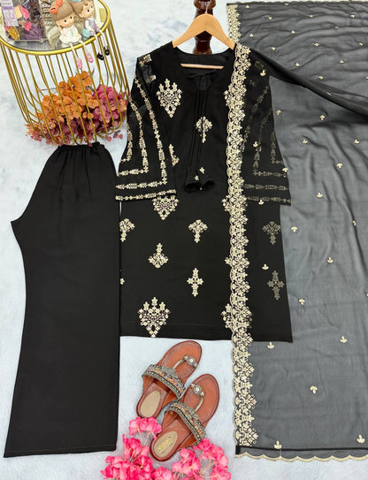 Delightful Sequence Work Black Color Salwar Suit