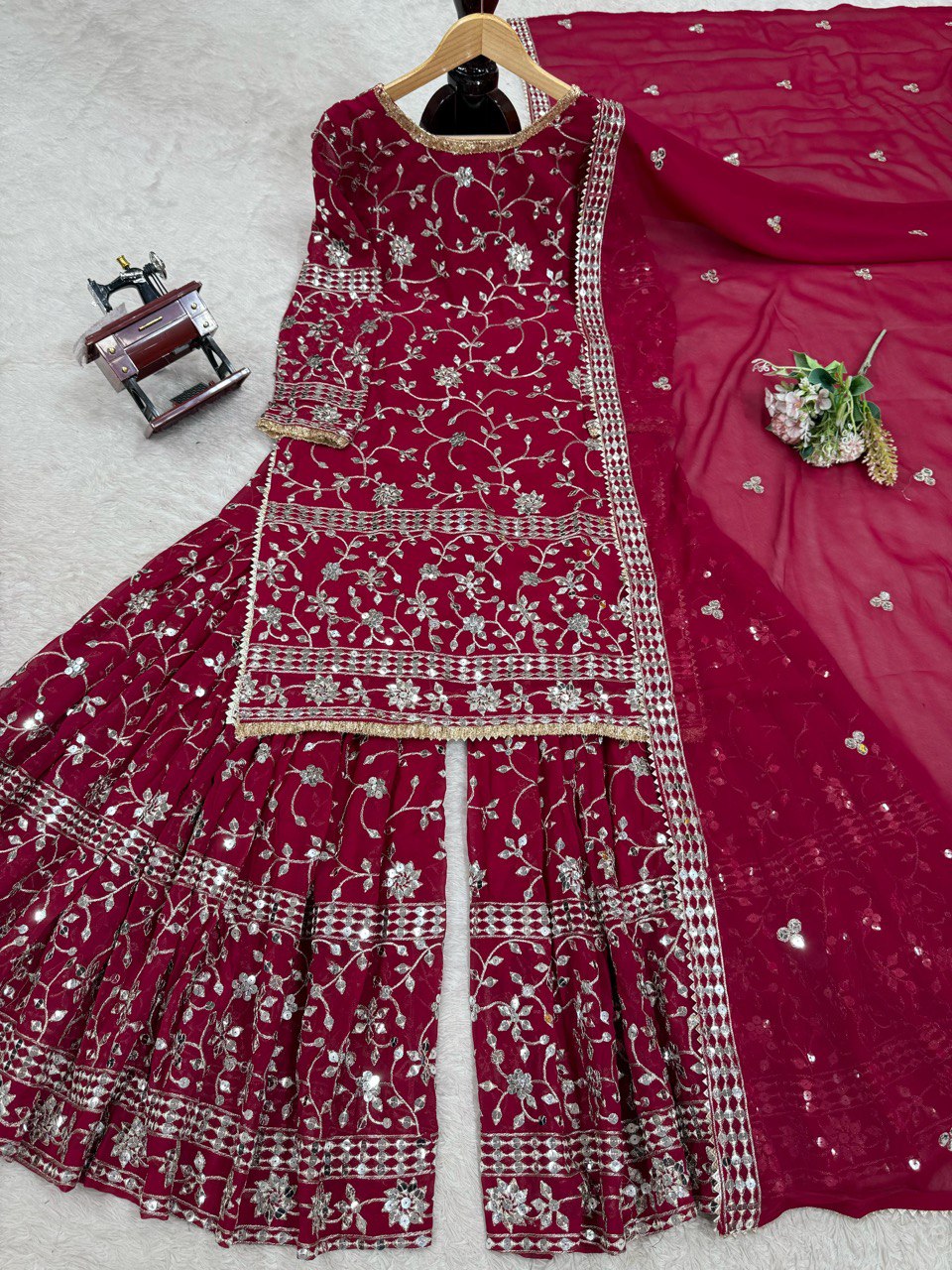 Occasion Wear Pink Color Sequence Work Sharara Suit