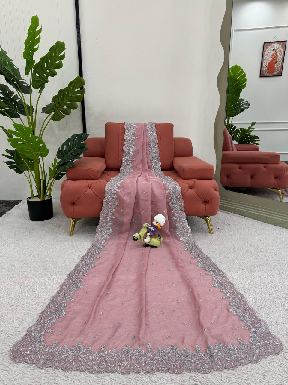 Preferable Thred & Sequnce Work Light Pink Color Saree