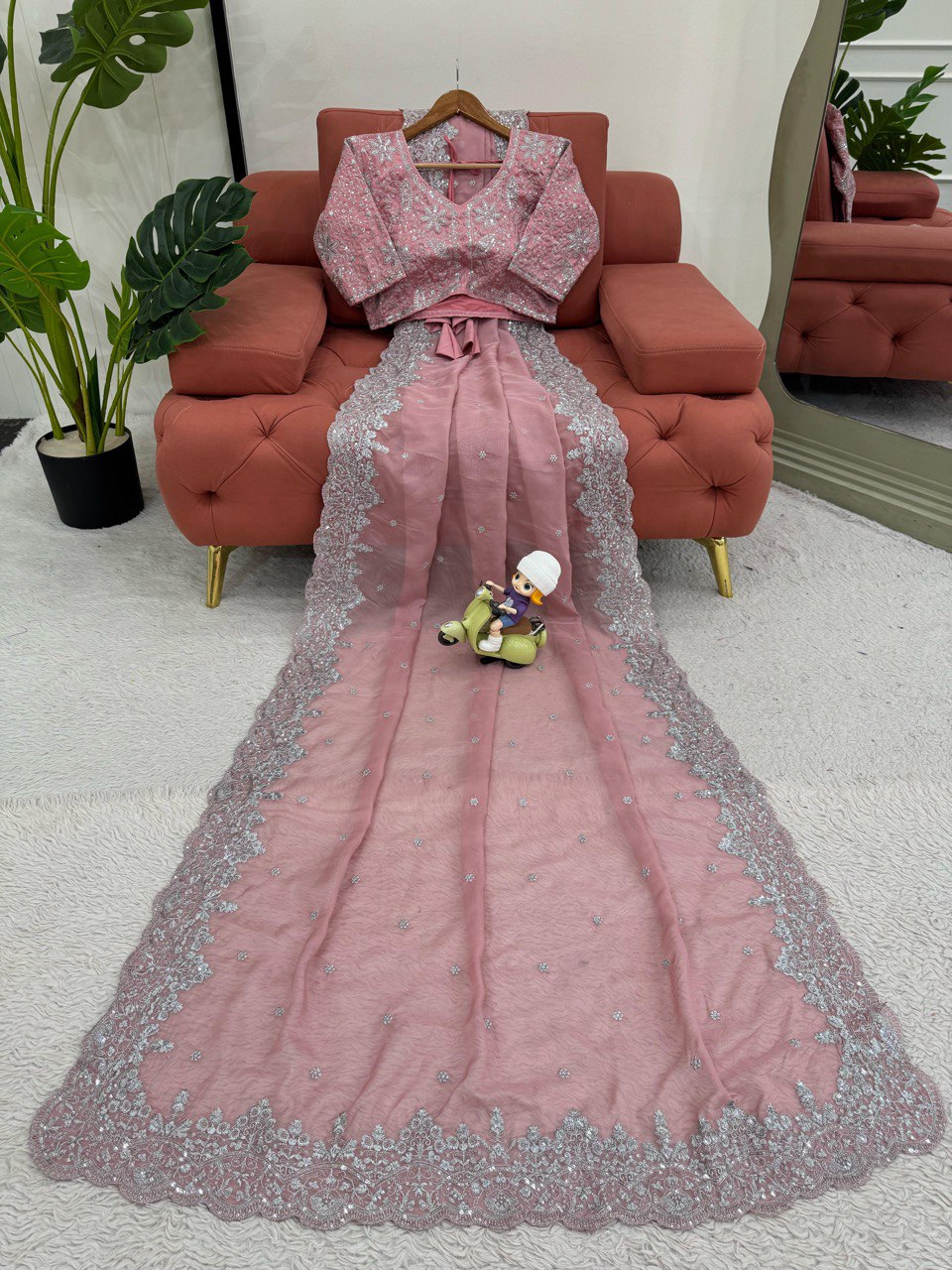 Preferable Thred & Sequnce Work Light Pink Color Saree