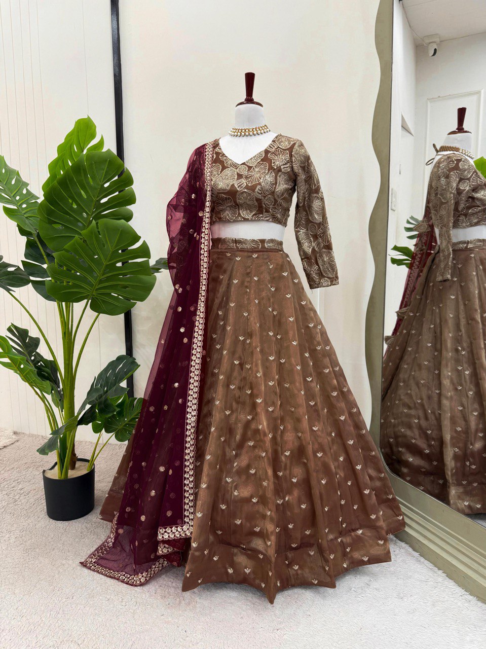 Designer Sequence Work Beige Color Lehenga Choli