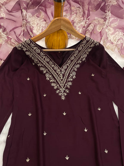 Adorable Rayon Wine Color Salwar Suit