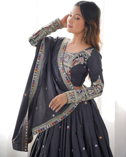 Marriage Special Sequence Work Black Color Lehenga Choli