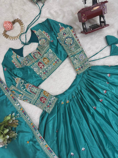 Marriage Special Sequence Work Teal Blue Color Lehenga Choli