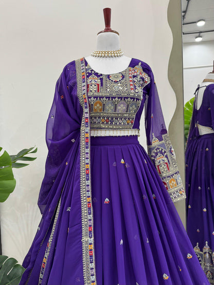 Wedding Wear Heavy Work Purple Color Lehenga Choli