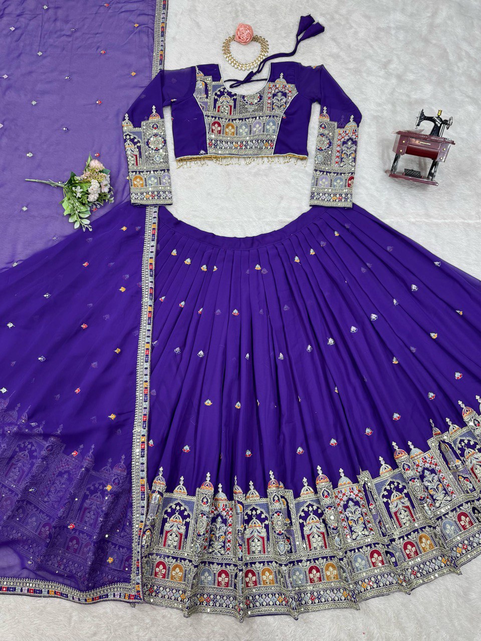 Wedding Wear Heavy Work Purple Color Lehenga Choli