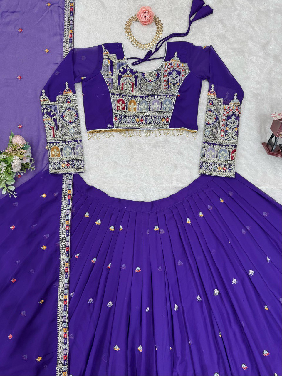 Wedding Wear Heavy Work Purple Color Lehenga Choli