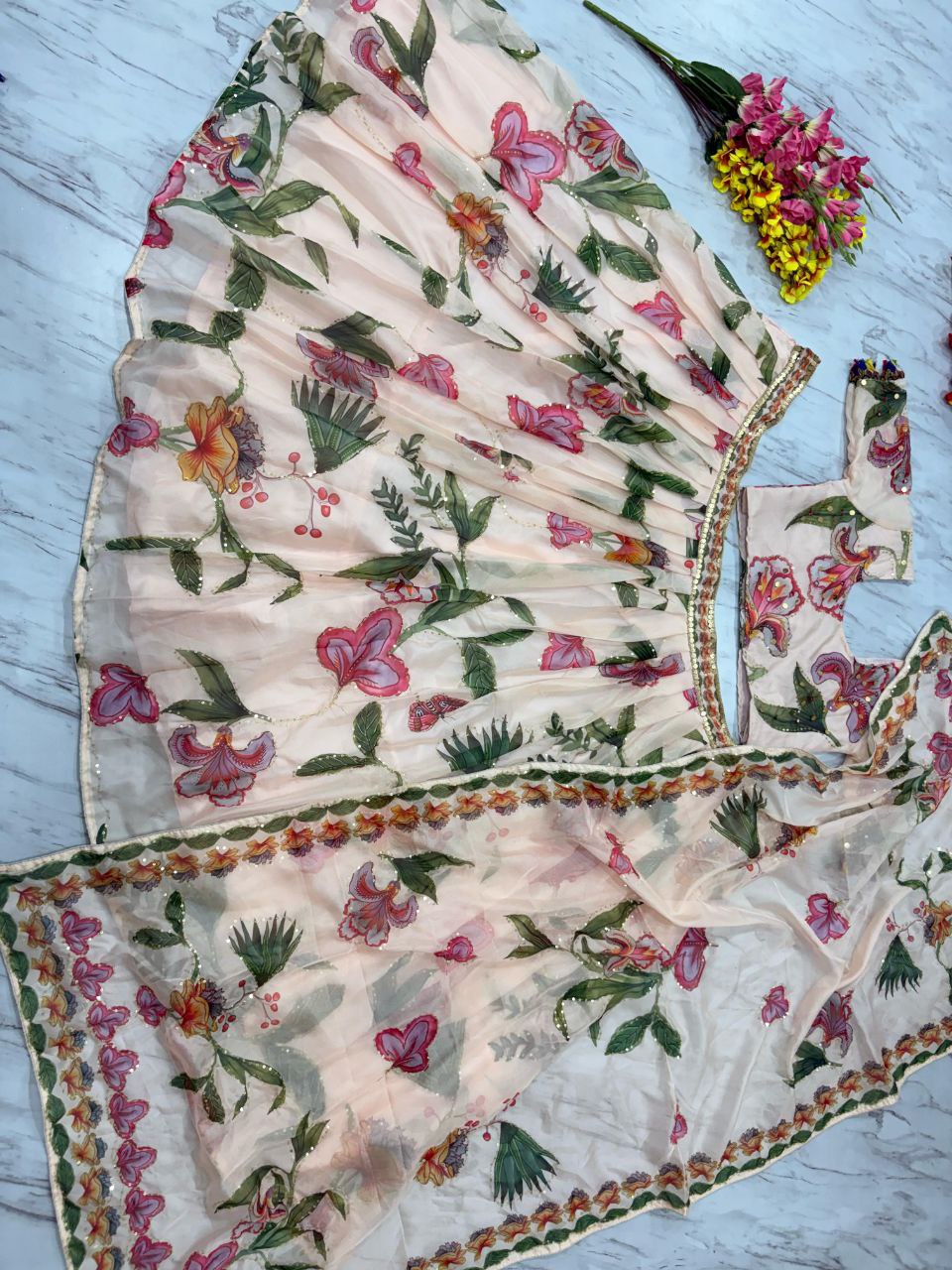 Bollywood Style Flower Print Multicolor Lehenga Choli