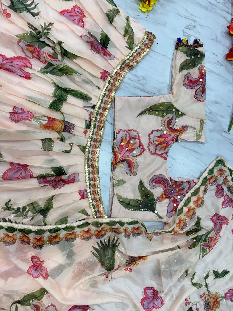 Bollywood Style Flower Print Multicolor Lehenga Choli