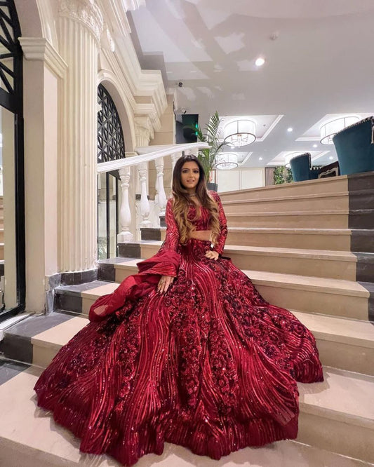 Designer Heavy Work Maroon Color Lehenga Choli