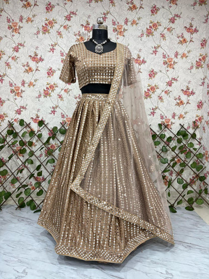 Occasion Wear Karishma Silk Beige Color Lehenga Choli