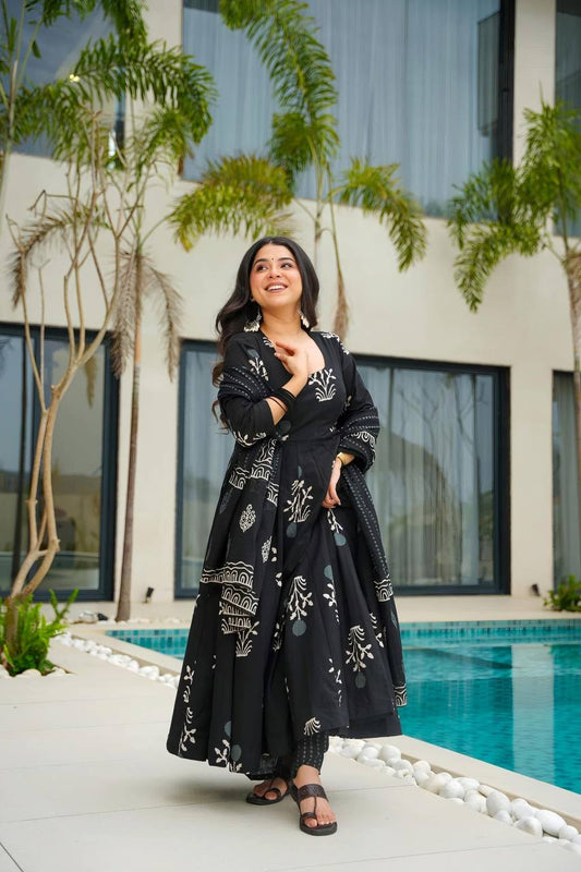 Casual Wear Black Color Anarkali Gown