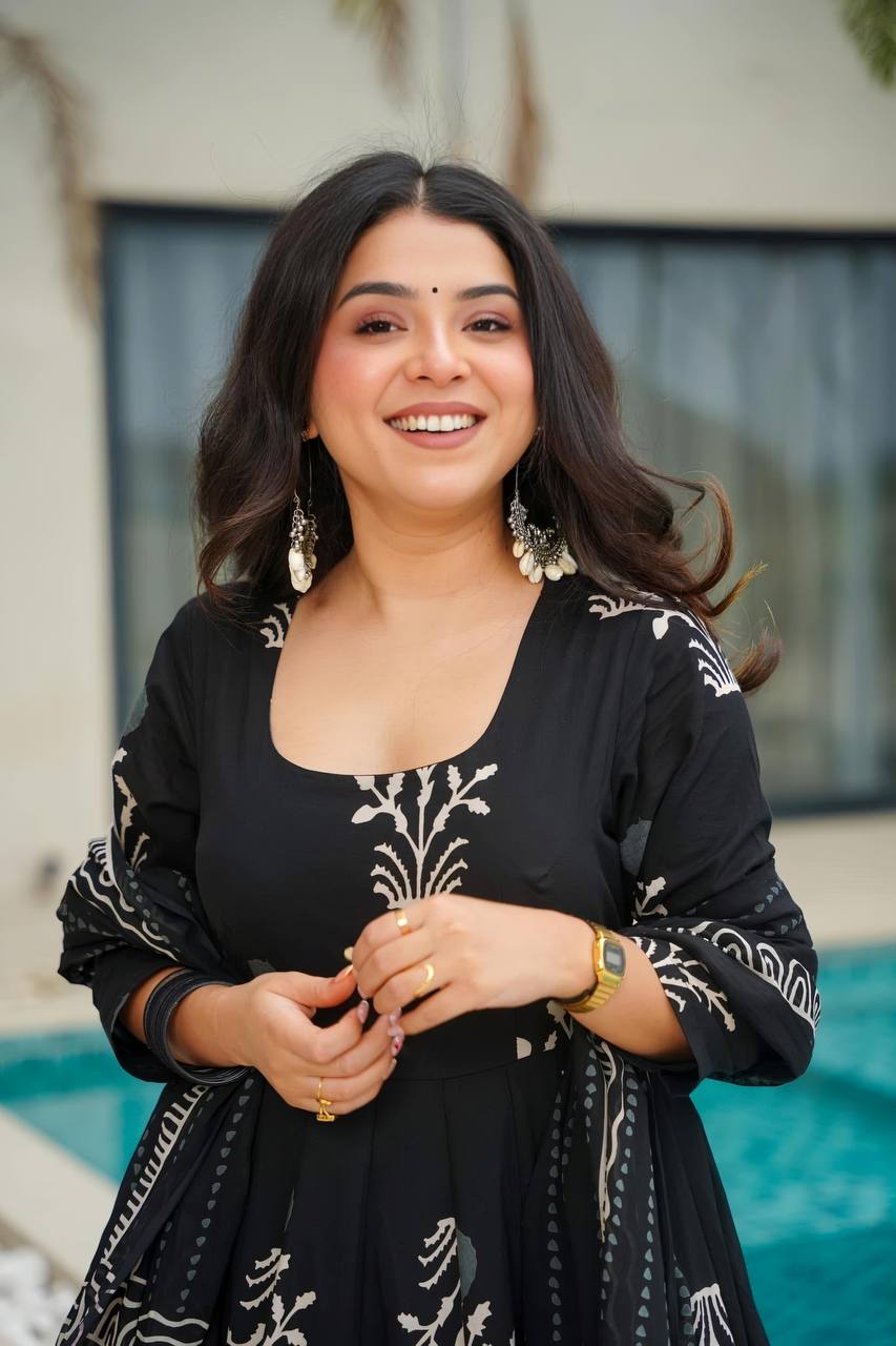 Casual Wear Black Color Anarkali Gown