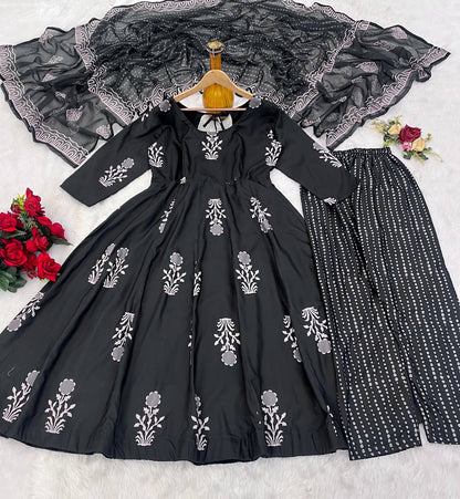 Casual Wear Black Color Anarkali Gown