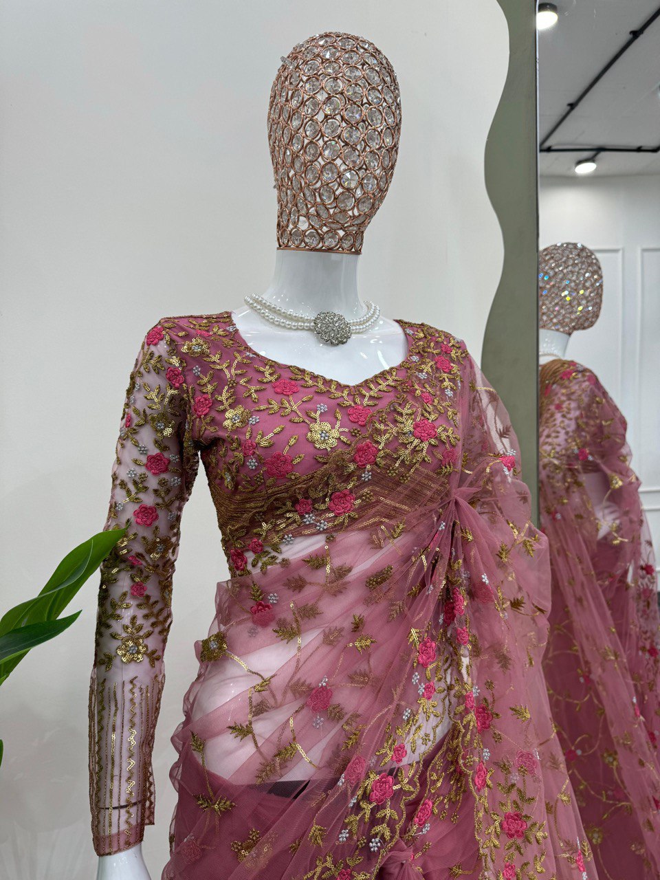 Fantastic Heavy Work Pink Color Saree