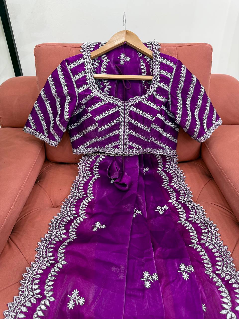 Lovely Heavy Work Purple Color Saree