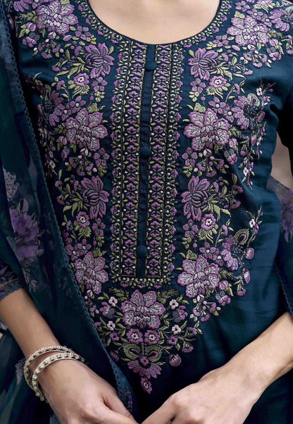 Good Looking Digital Print Blue Color Suitset