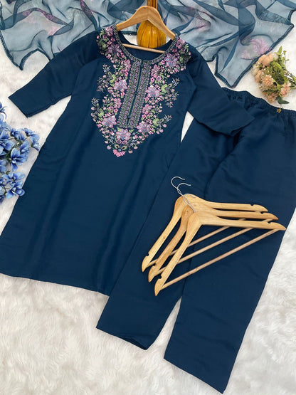 Good Looking Digital Print Blue Color Suitset