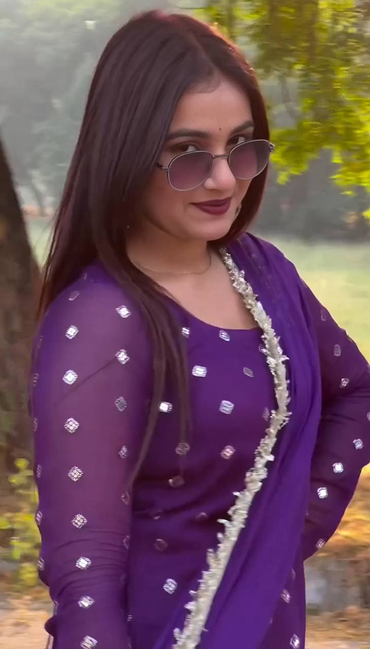 Demanding Purple Color Dhoti Suit With Dupatta