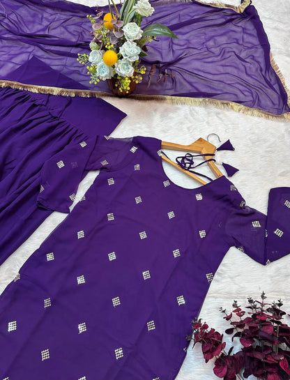 Demanding Purple Color Dhoti Suit With Dupatta