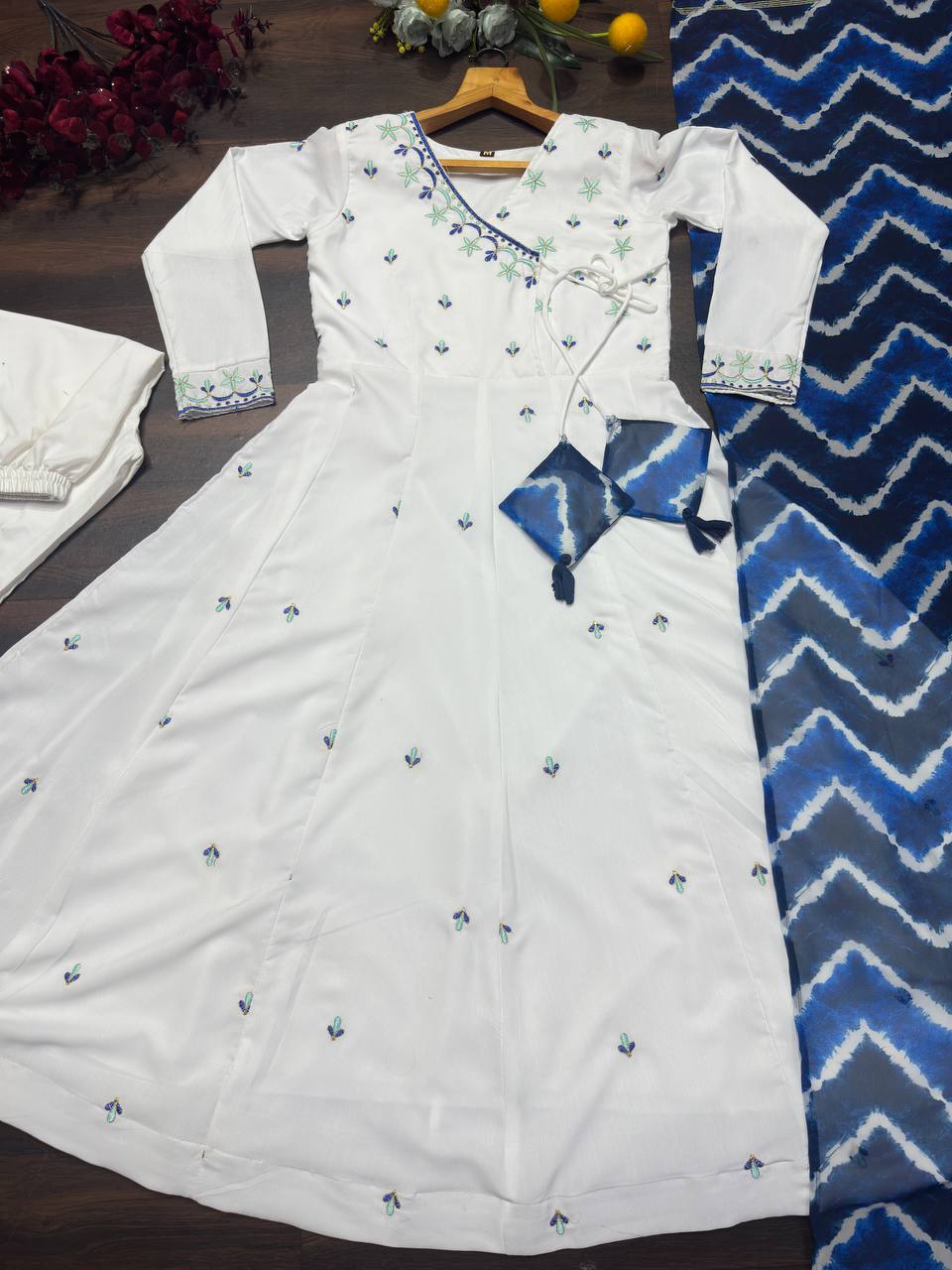 Adorable Embroidered Work White Color Anarkali Suit