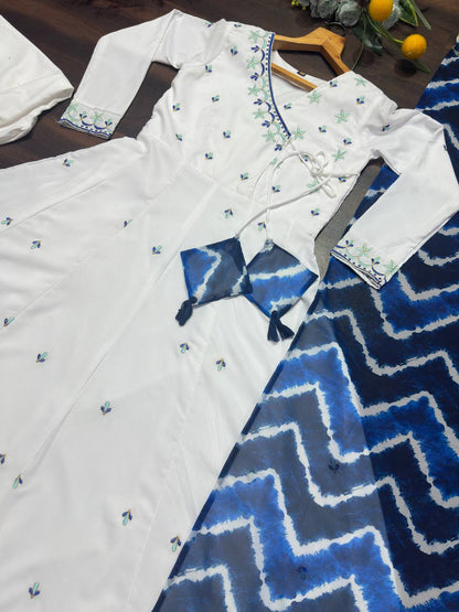 Adorable Embroidered Work White Color Anarkali Suit