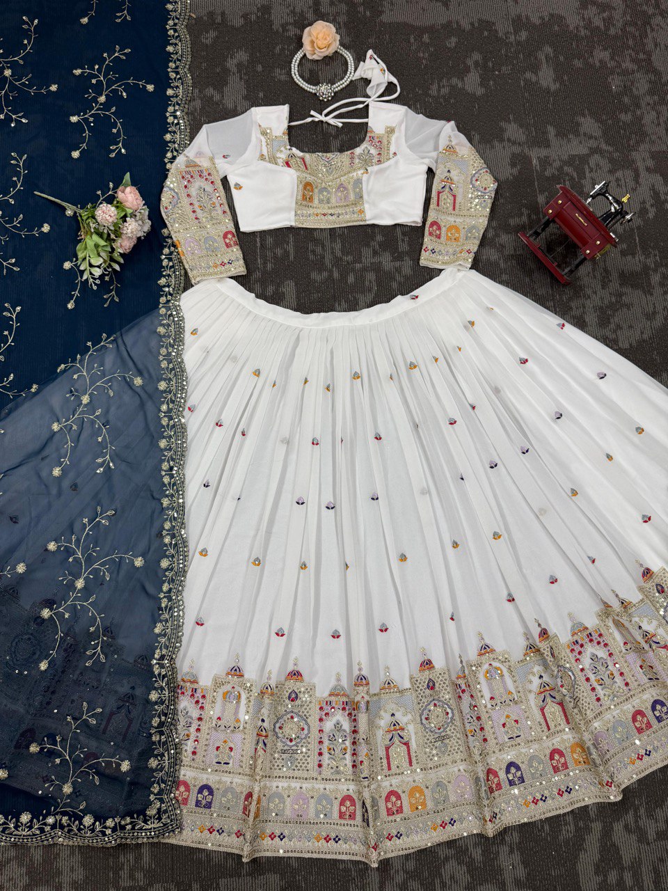 Wedding Wear Heavy Work White Color Lehenga Choli
