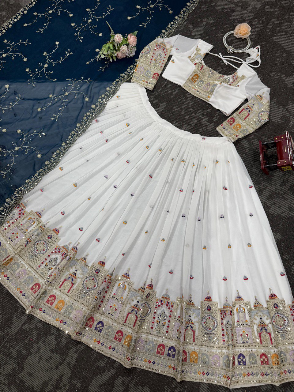 Wedding Wear Heavy Work White Color Lehenga Choli