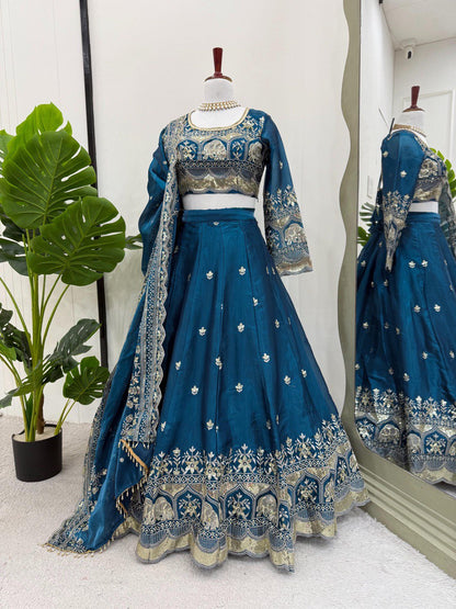Wedding Wear Heavy Work Blue Color Lehenga Choli
