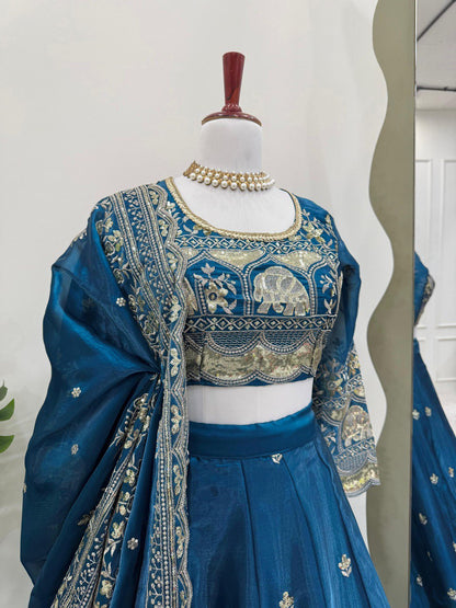Wedding Wear Heavy Work Blue Color Lehenga Choli