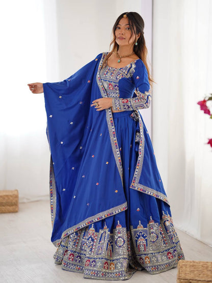 Marriage Special Sequence Work Navy Blue Color Lehenga Choli