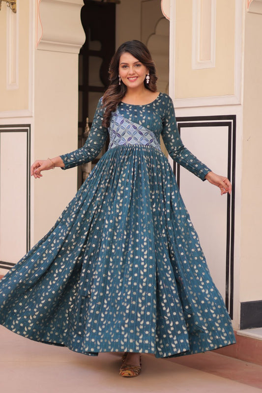 Function Wear Printed Rama Color Flair Gown