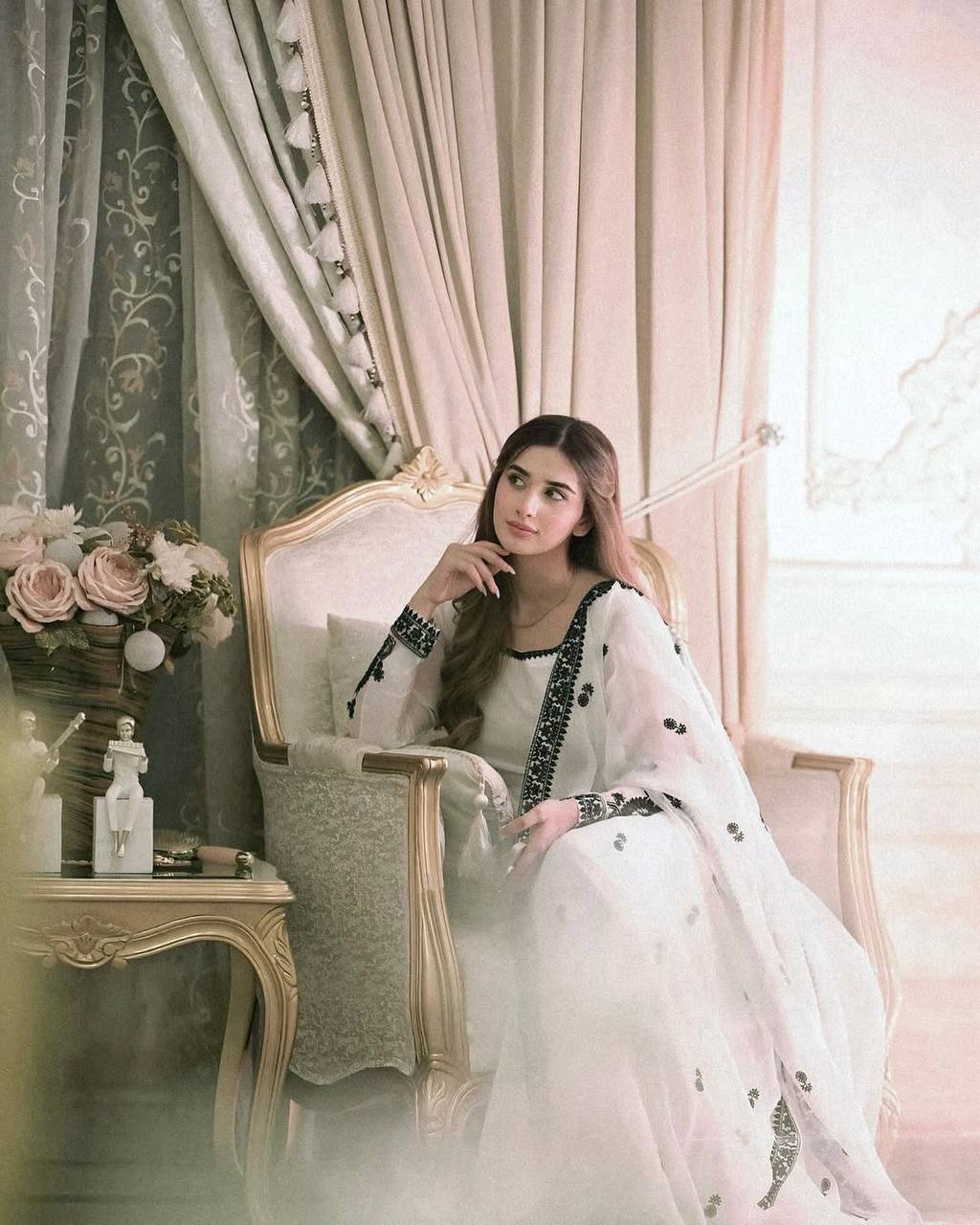 Preferable Embroidery Work White Color Anarkali Gown