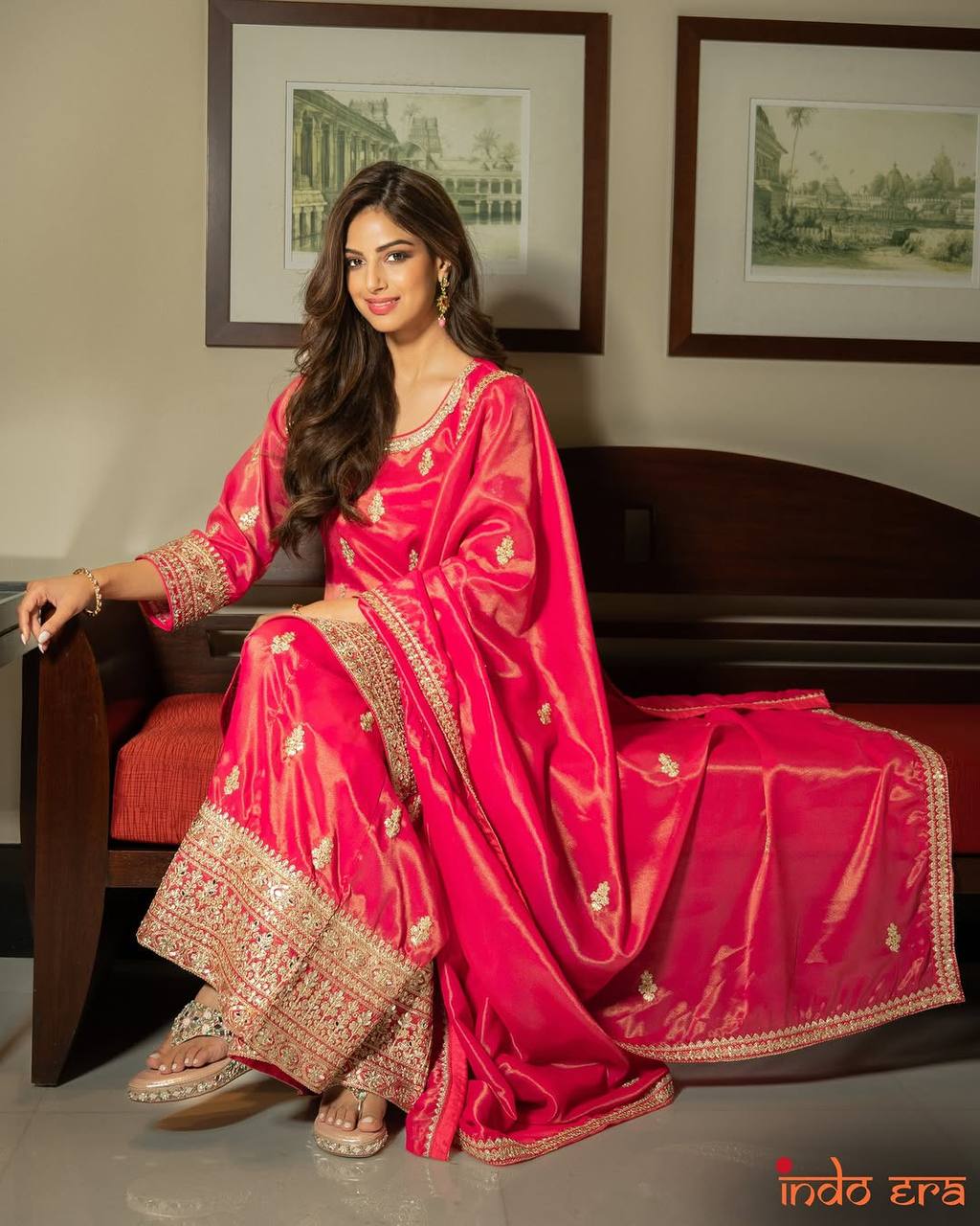 Function Wear Sequence Work Pink Color Palazzo Suit