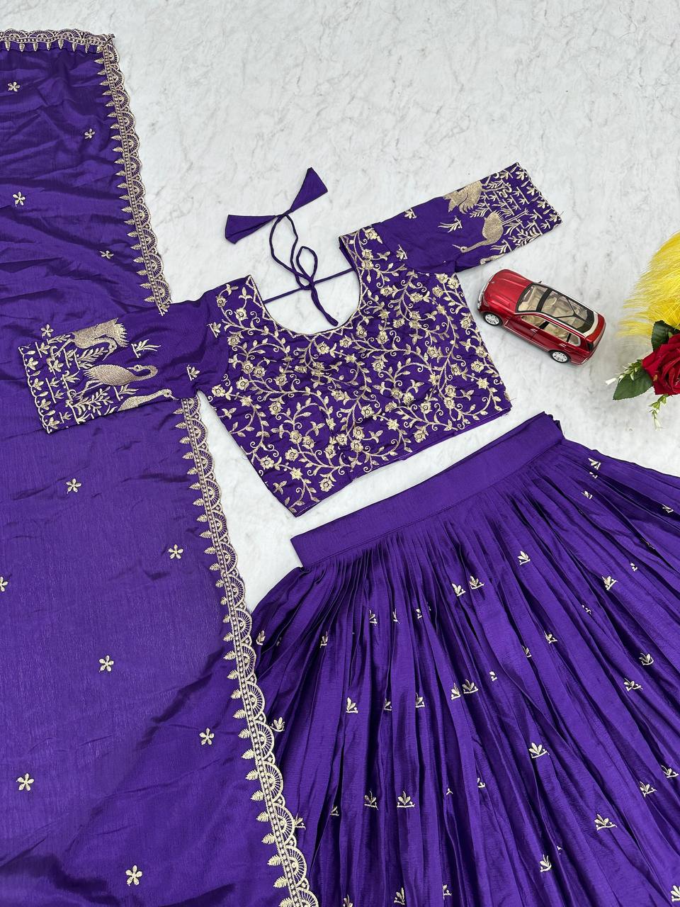 Wedding Wear Embroidery Work Navy Blue Color Lehenga Choli