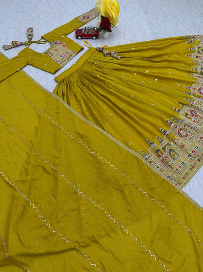 Occasion Wear Sequence Work Mustard Color Lehenga Choli